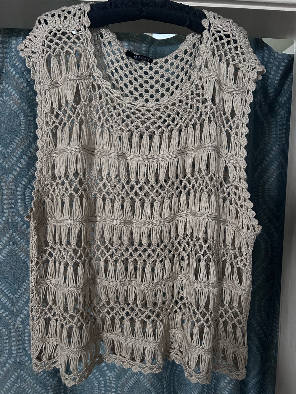 A.n.a brand Cream Crochet Open-Knit Tank Top